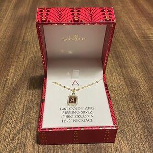 Isabella m necklace- Initial A - 14k gold over sterling silver.